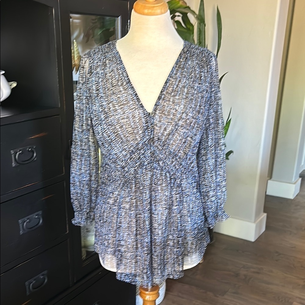 Anthropologie Gretchen Sheer Smocked Blouse (Size M)
